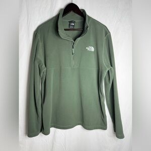 The North Face Men's Olive Green Quarter Zip Fleece Jacket